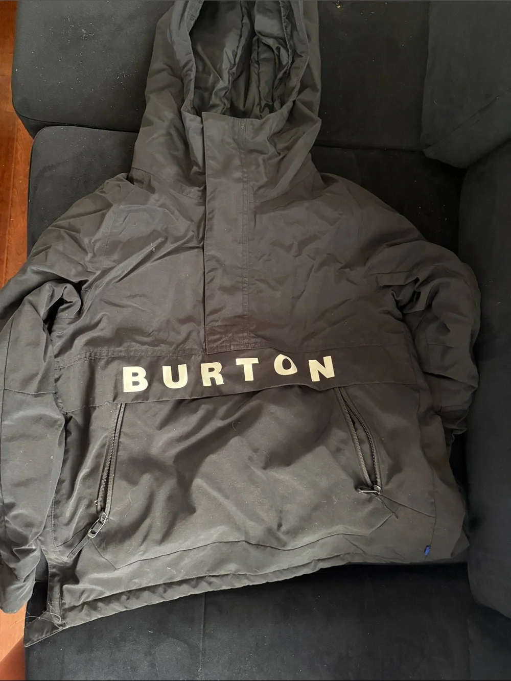 Burton Black Hooded Snowboard Jacket with Logo